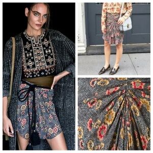 Isabel Marant Etoile sevan Slavic flower gathered floral Skirt 18498